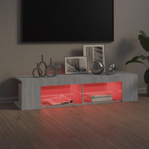 ТВ шкаф с LED осветление, сив сонома, 135x39x30 см