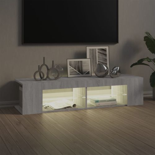 ТВ шкаф с LED осветление, сив сонома, 135x39x30 см