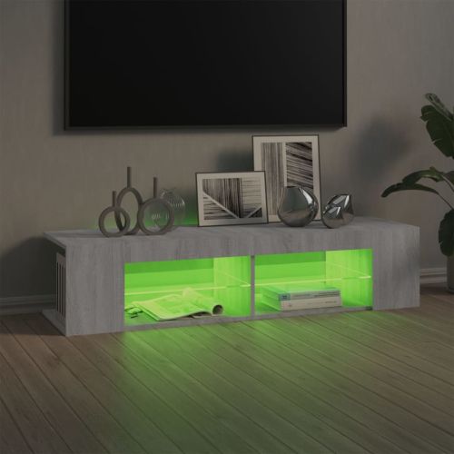 ТВ шкаф с LED осветление, сив сонома, 135x39x30 см