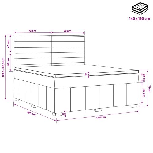 Континентално легло с матрак Таупе 140 x 190 cm Текстил