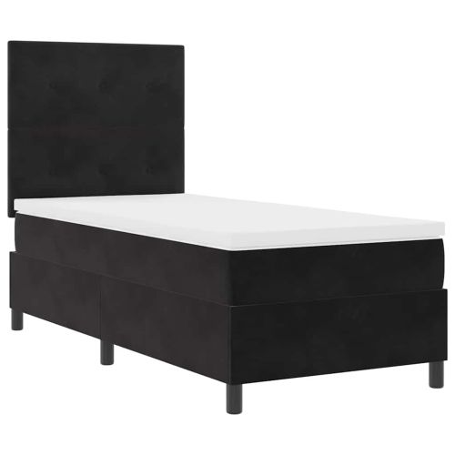 Легло с пружинирана основа с таблото Черен 80 x 200 cm Кадифе