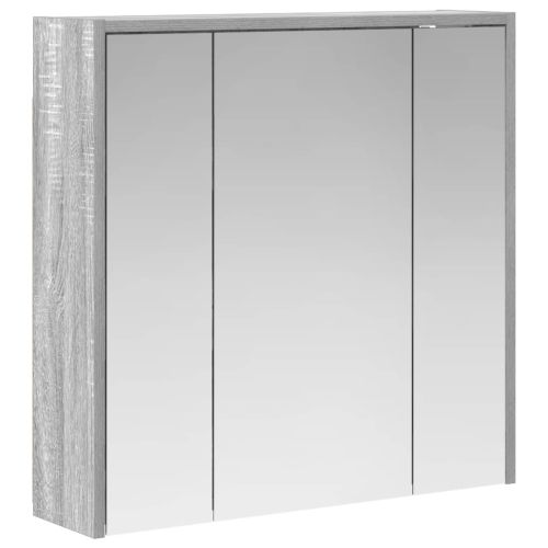 Шкаф с огледало за баня Сив Сонома 63,5 x 16 x 62,5 см