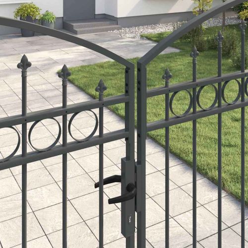 Врата за ограда ASSEN 401 x 250 см Стомана Сив С ключалка