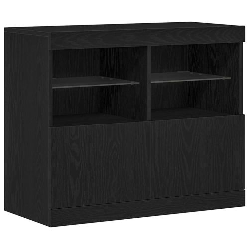 LED конзолна маса Черно 81 x 37 x 66,5 см Инженерна дървесина