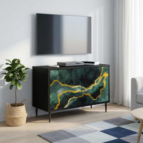 ТВ шкаф WIJHE 69 x 33 x 50,5 см Черен дъб Инженерна дървесина