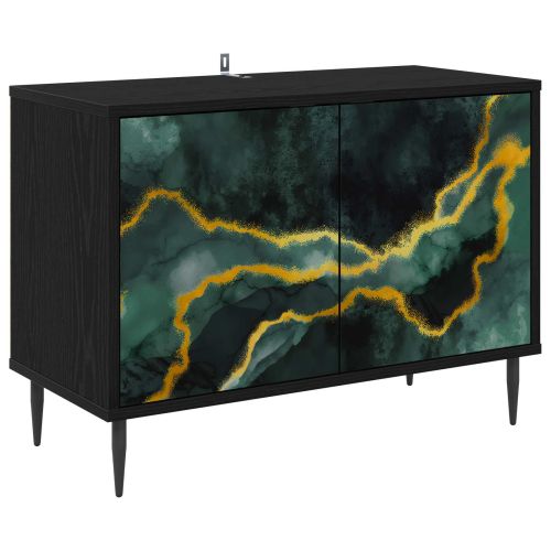 ТВ шкаф WIJHE 69 x 33 x 50,5 см Черен дъб Инженерна дървесина
