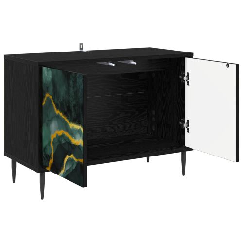 ТВ шкаф WIJHE 69 x 33 x 50,5 см Черен дъб Инженерна дървесина