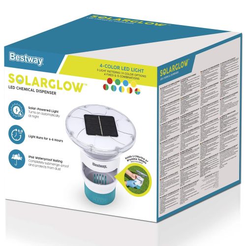 Bestway Плаваща соларна лампа с LED ленти Бяло Ø 7,6 см PC и ABS