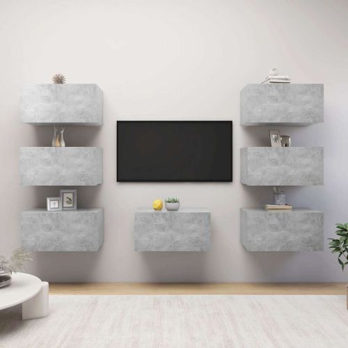 ТВ шкафове, 7 бр, бетонно сиви, 30,5x30x60 см, инженерно дърво