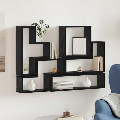 Стенен рафт Монтиране на стена Черния дъб 96 x 12 x 64 см