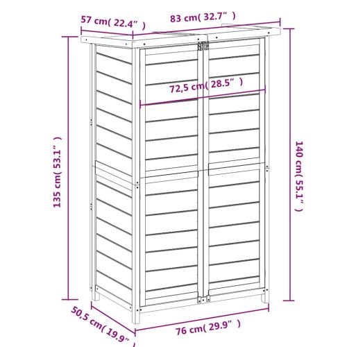 Градинска барака за инструменти кафява 83x57x140 см бор масив