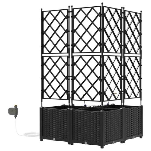 Градинска саксия 3 бр. Черно 80 x 80 x 142 см ПП