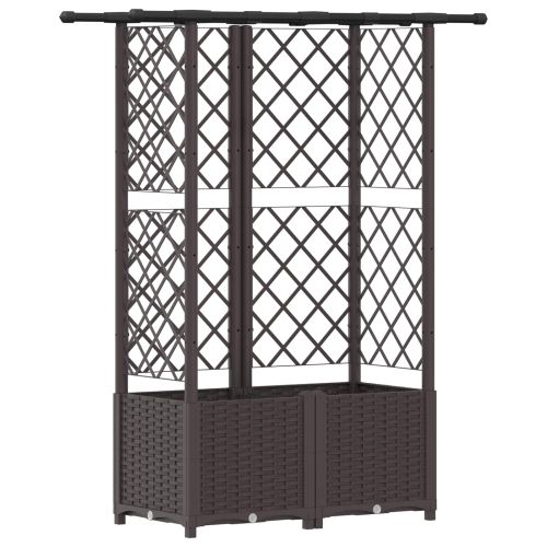 Повдигнато легло с решетка и покривка Кафяво 124 x 40 x 136 см