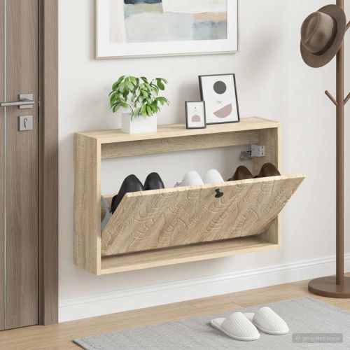 Стенно шкафче за обувки DELFT 71 x 17 x 43 см Дъб сонома
