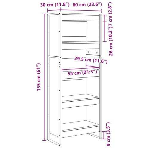Шкаф за книги 60 x 30 x 155 см Инженерна дървесина Сонома