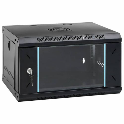 Мрежов кабинет със съхранение Черно 53 x 45 x 30 см Стомана