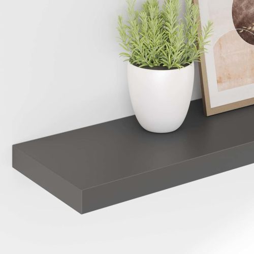 Окачени стенни рафтове, 4 бр, сив гланц, 90x23,5x3,8 см, МДФ