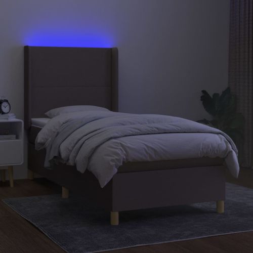 Боксспринг легло с матрак и LED, таупе, 100x200 см, плат