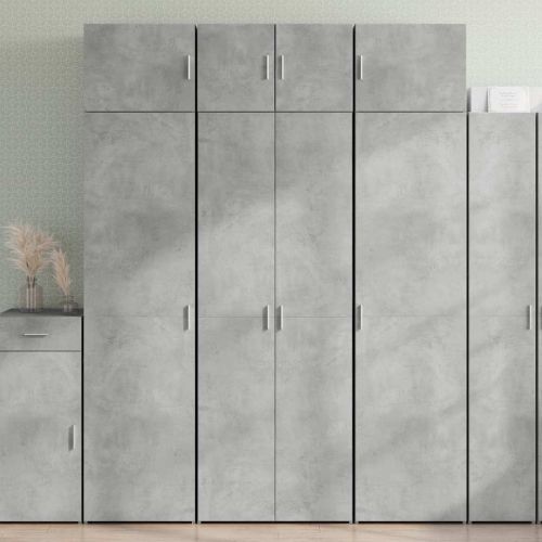 Шкаф за съхранение бетонно сив 70x42,5x225 см инженерно дърво