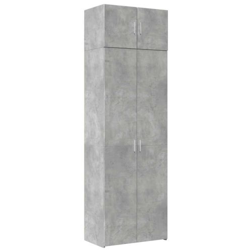 Шкаф за съхранение бетонно сив 70x42,5x225 см инженерно дърво
