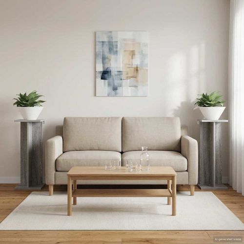 Стойка за растения 2 бр. Сив Сонома 25 x 25,5 x 60,5 см