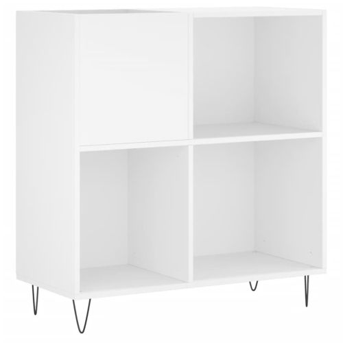 Шкаф за грамофонни плочи бял 84,5x38x89 см инженерно дърво