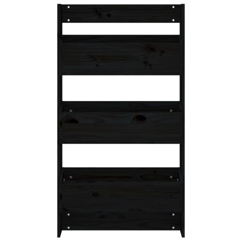 Стенни кашпи 3 нива 60x18,5x110 см черни бор масивна дървесина
