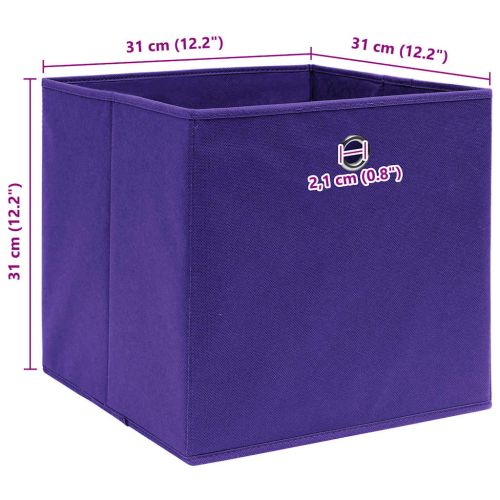 Кутии за съхранение 10 бр лилави 32x32x32 см плат