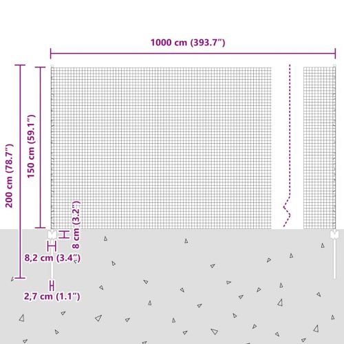 Заварена телена ограда с колове 10 x 1,5 m Поцинкована стомана
