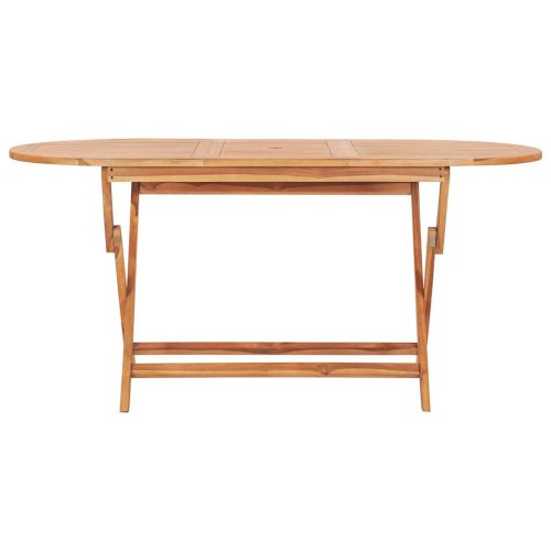Градински трапезен комплект, сгъваем, 9 части, тик масив