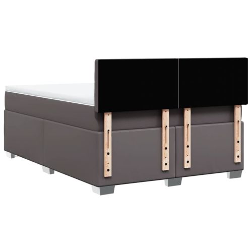 Боксспринг легло с матрак, сиво,140x200 см, изкуствена кожа