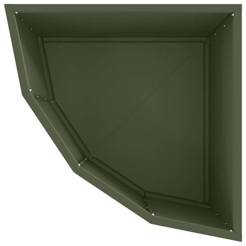 Ъглов сандък за цветя Маслиненозелено 45 x 45 x 35 cm Стомана