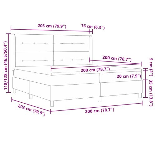 Легло с пружинирана основа Светлосиво 200 x 200 cm Кадифе