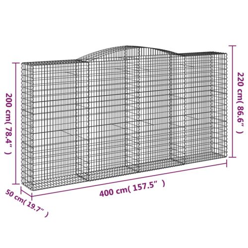 Габионни кошници арка 2 бр 400x50x200/220 см поцинковано желязо