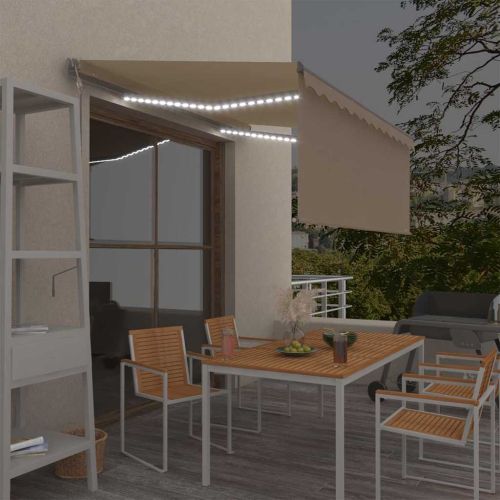 Автоматичен сенник с щора LED сензор за вятър 3,5x2,5 м кремав