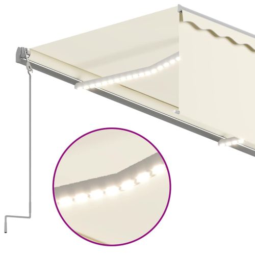 Автоматичен сенник с щора LED сензор за вятър 3,5x2,5 м кремав