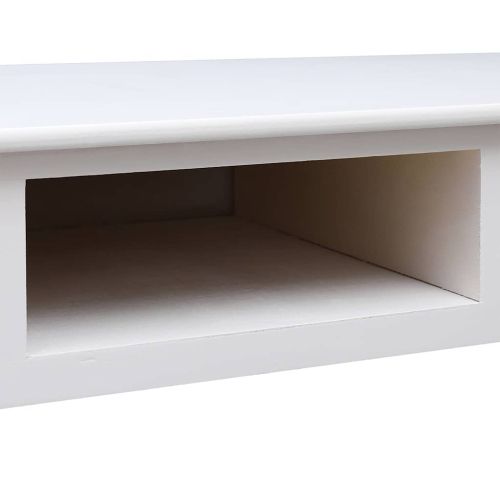 Бюро, бяло, 108x45x76 см, масивна дървесина пауловния