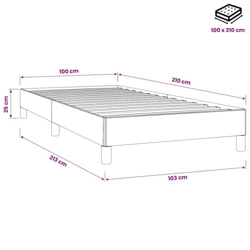 Box Spring легло без матрак Светло сиво 100x210 cm кадифе