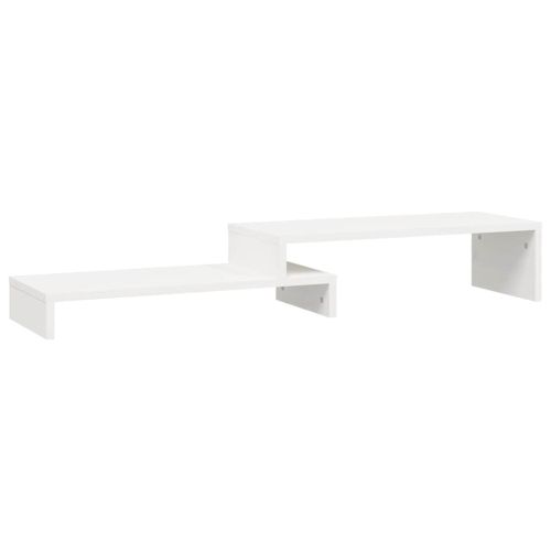Поставка за монитор, бяла, (52-101)x22x14 см, бор масив