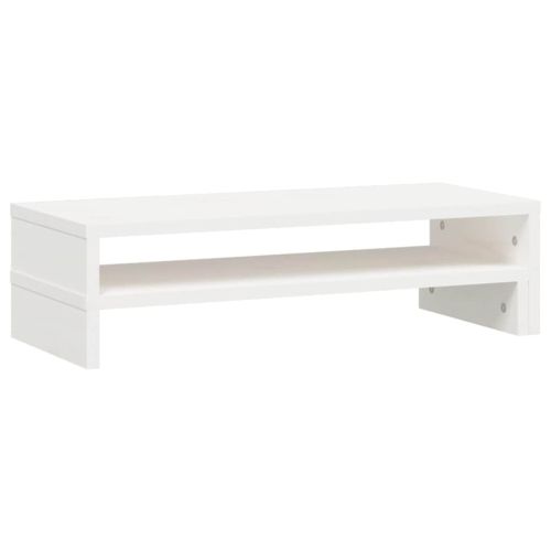 Поставка за монитор, бяла, (52-101)x22x14 см, бор масив
