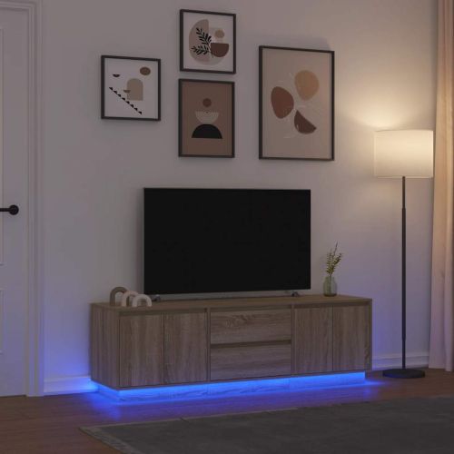 ТВ шкаф с LED осветление, дъб сонома, 160,5x41x50 см