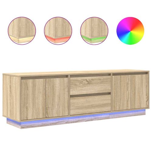 ТВ шкаф с LED осветление, дъб сонома, 160,5x41x50 см