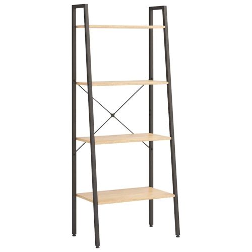 Стояща етажерка с 4 рафта светлокафяво и черно 56x35x140 см