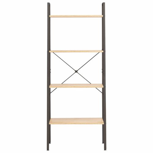 Стояща етажерка с 4 рафта светлокафяво и черно 56x35x140 см