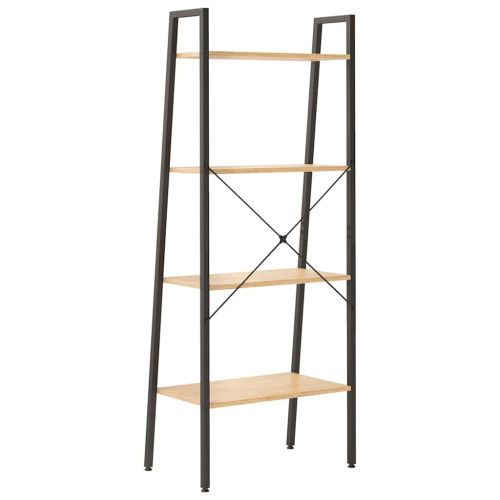 Стояща етажерка с 4 рафта светлокафяво и черно 56x35x140 см