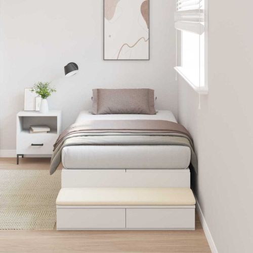 Легло с място за съхранение Бяло 90 cm Инженерна дървесина