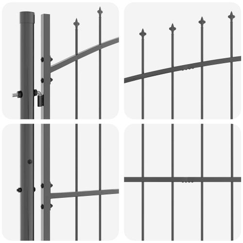 Градинска врата WOERDEN 125 x 500 cm С ключалка Стомана Сив