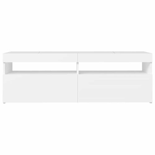 ТВ шкаф с LED осветление, бял, 120x35x40 см