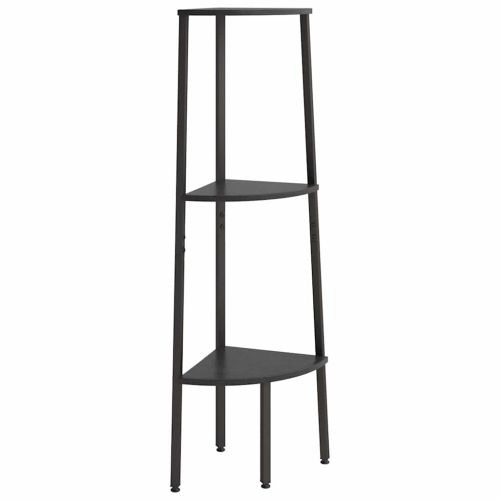 Ъглова етажерка с 3 рафта черна 45,5x31,5x120 см