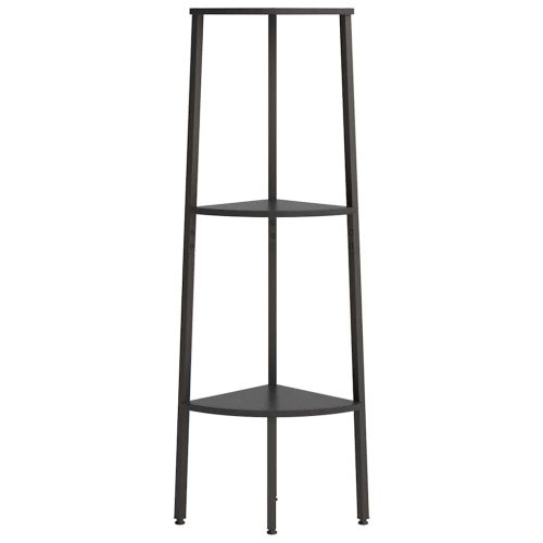 Ъглова етажерка с 3 рафта черна 45,5x31,5x120 см